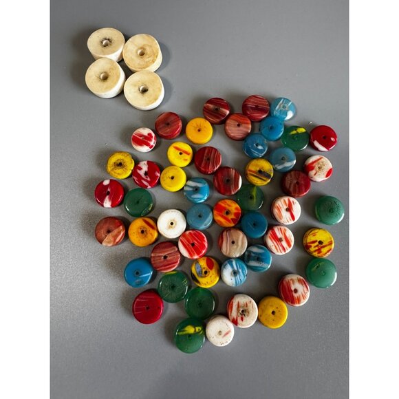 Vintage African Trade Beads Lot Disc Spacers Multicolor Mixed Materials 10-20mm - Picture 10 of 10